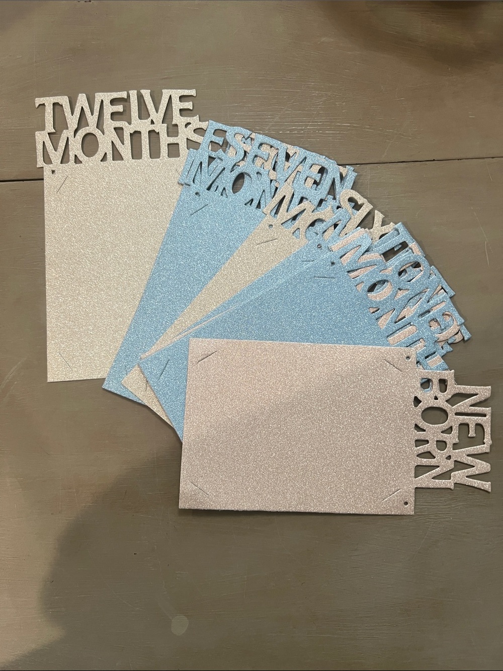 Glitter Month Milestone Photo Frames - Blue & Champagne